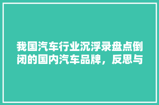 我国汽车行业沉浮录盘点倒闭的国内汽车品牌，反思与展望