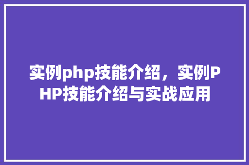 实例php技能介绍,实例PHP技能介绍与实战应用