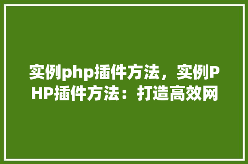 实例php插件方法，实例PHP插件方法：打造高效网站扩展解决方法