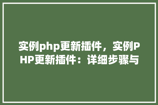 实例php更新插件，实例PHP更新插件：详细步骤与代码介绍  第1张