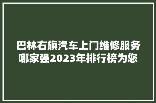 巴林右旗汽车上门维修服务哪家强2023年排行榜为您揭晓