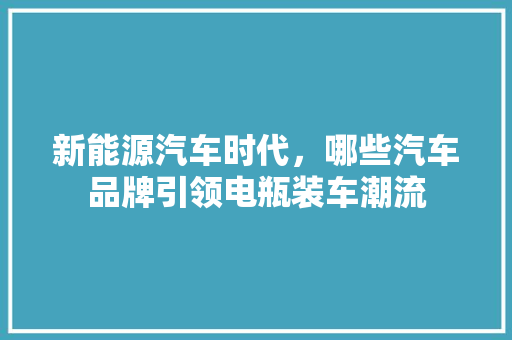 新能源汽车时代，哪些汽车品牌引领电瓶装车潮流