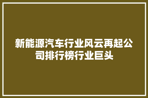 新能源汽车行业风云再起公司排行榜行业巨头  第1张