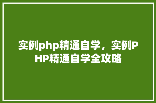 实例php精通自学,实例PHP精通自学全攻略