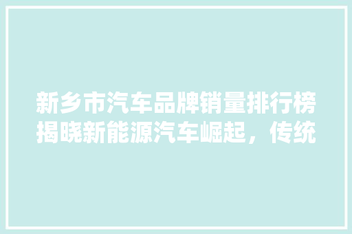 新乡市汽车品牌销量排行榜揭晓新能源汽车崛起，传统车企稳居前列
