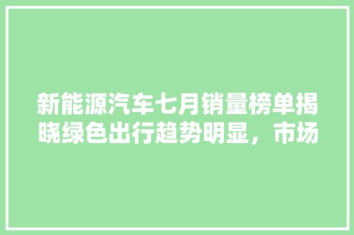 新能源汽车七月销量榜单揭晓绿色出行趋势明显，市场潜力巨大  第1张