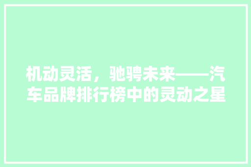 机动灵活，驰骋未来——汽车品牌排行榜中的灵动之星