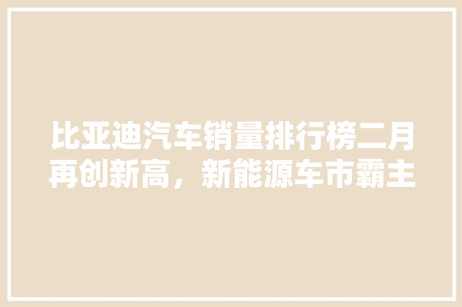 比亚迪汽车销量排行榜二月再创新高，新能源车市霸主地位稳固