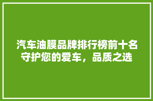 汽车油膜品牌排行榜前十名守护您的爱车，品质之选