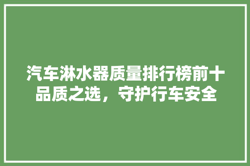汽车淋水器质量排行榜前十品质之选，守护行车安全  第1张