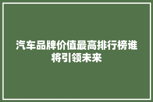 汽车品牌价值最高排行榜谁将引领未来  第1张