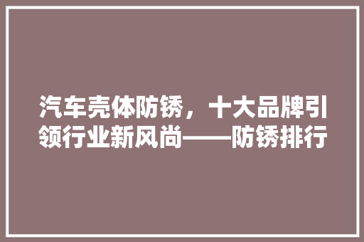 汽车壳体防锈，十大品牌引领行业新风尚——防锈排行榜背后的秘密