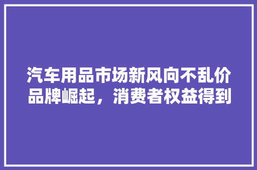 汽车用品市场新风向不乱价品牌崛起，消费者权益得到保障