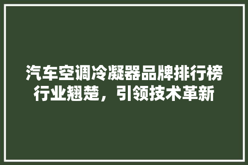 汽车空调冷凝器品牌排行榜行业翘楚，引领技术革新