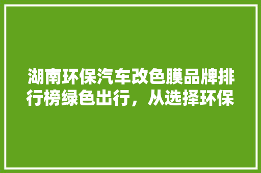湖南环保汽车改色膜品牌排行榜绿色出行，从选择环保改色膜开始  第1张