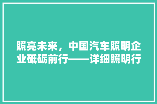 照亮未来，中国汽车照明企业砥砺前行——详细照明行业领军企业排行榜