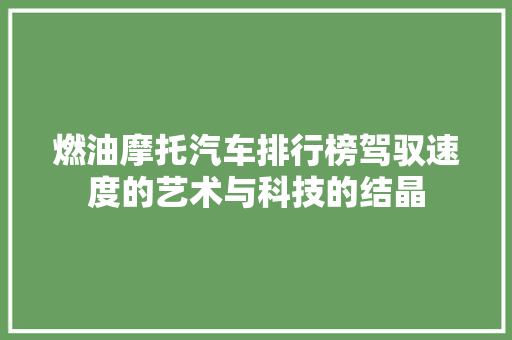 燃油摩托汽车排行榜驾驭速度的艺术与科技的结晶  第1张