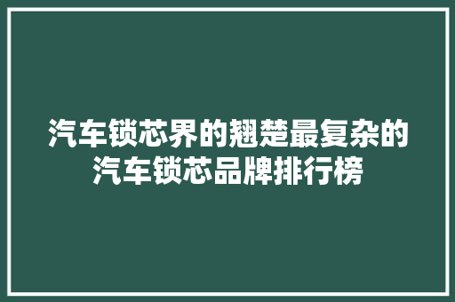 汽车锁芯界的翘楚最复杂的汽车锁芯品牌排行榜