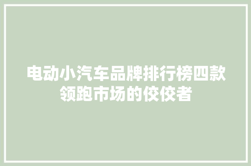 电动小汽车品牌排行榜四款领跑市场的佼佼者