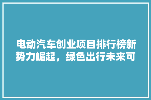 电动汽车创业项目排行榜新势力崛起，绿色出行未来可期