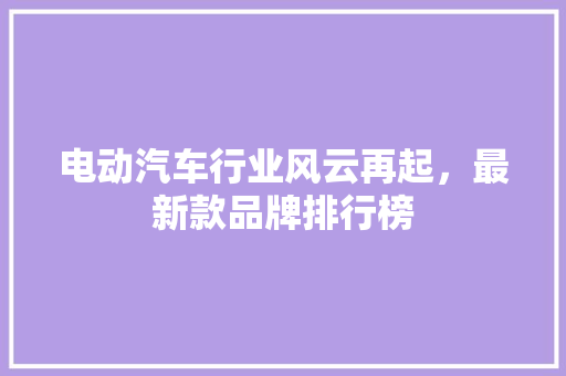 电动汽车行业风云再起，最新款品牌排行榜  第1张