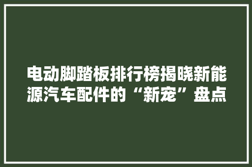 电动脚踏板排行榜揭晓新能源汽车配件的“新宠”盘点