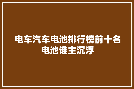 电车汽车电池排行榜前十名电池谁主沉浮