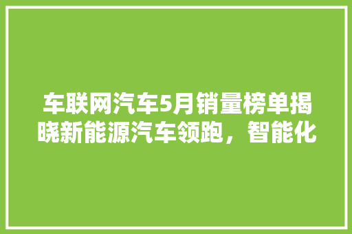车联网汽车5月销量榜单揭晓新能源汽车领跑，智能化趋势日益明显
