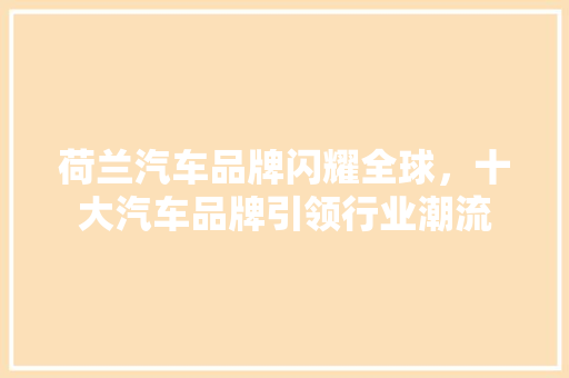 荷兰汽车品牌闪耀全球，十大汽车品牌引领行业潮流