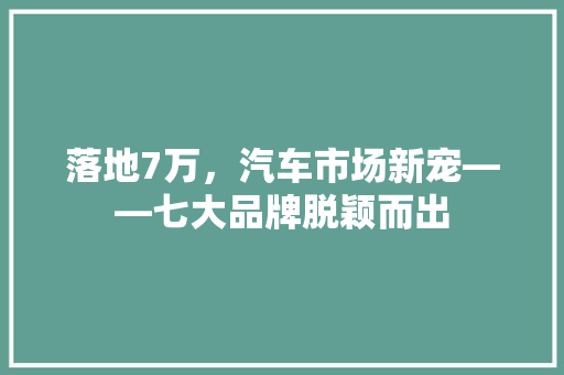 落地7万，汽车市场新宠——七大品牌脱颖而出