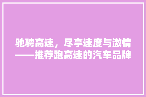 驰骋高速，尽享速度与激情——推荐跑高速的汽车品牌排行榜  第1张