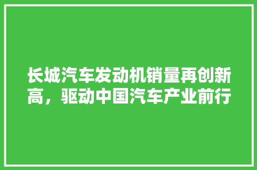 长城汽车发动机销量再创新高，驱动中国汽车产业前行
