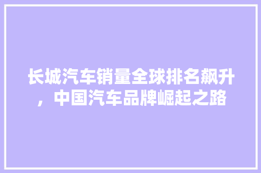 长城汽车销量全球排名飙升，中国汽车品牌崛起之路