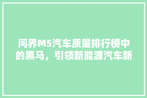 问界M5汽车质量排行榜中的黑马，引领新能源汽车新时代
