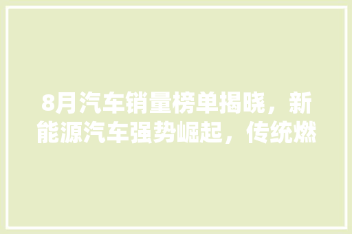 8月汽车销量榜单揭晓，新能源汽车强势崛起，传统燃油车面临挑战