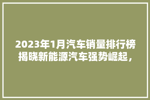 2023年1月汽车销量排行榜揭晓新能源汽车强势崛起，合资品牌面临挑战