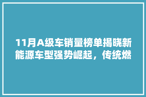 11月A级车销量榜单揭晓新能源车型强势崛起，传统燃油车遭遇挑战