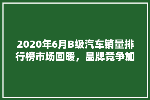 2020年6月B级汽车销量排行榜市场回暖，品牌竞争加剧