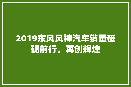 2019东风风神汽车销量砥砺前行，再创辉煌