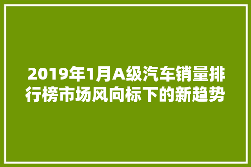 2019年1月A级汽车销量排行榜市场风向标下的新趋势