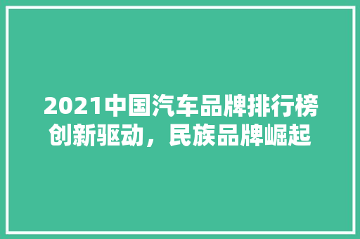 2021中国汽车品牌排行榜创新驱动，民族品牌崛起  第1张