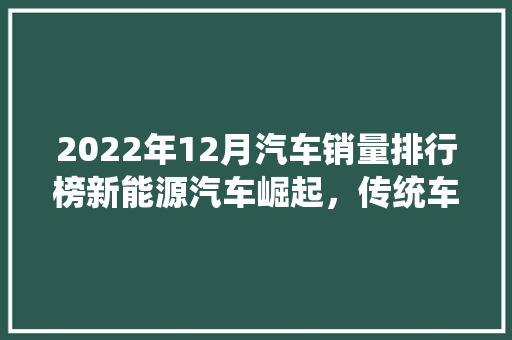 2022年12月汽车销量排行榜新能源汽车崛起，传统车企稳中求进