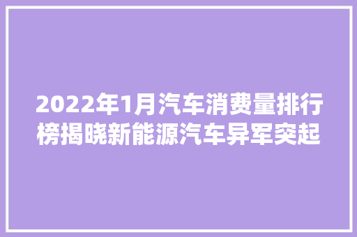 2022年1月汽车消费量排行榜揭晓新能源汽车异军突起，传统燃油车面临挑战  第1张