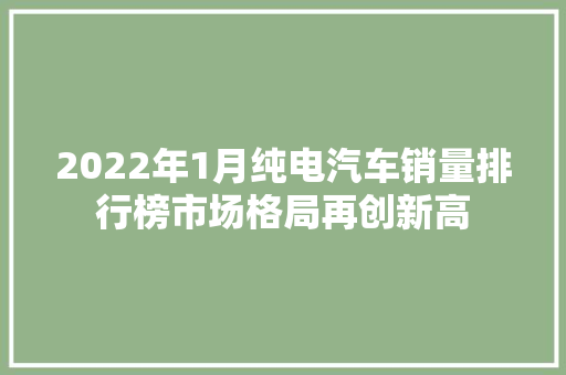 2022年1月纯电汽车销量排行榜市场格局再创新高