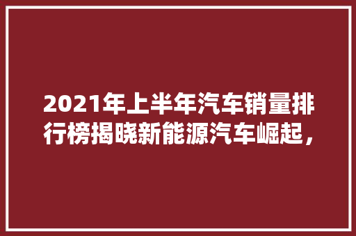 2021年上半年汽车销量排行榜揭晓新能源汽车崛起，传统车企转型加速