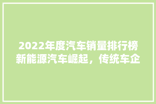 2022年度汽车销量排行榜新能源汽车崛起，传统车企转型加速