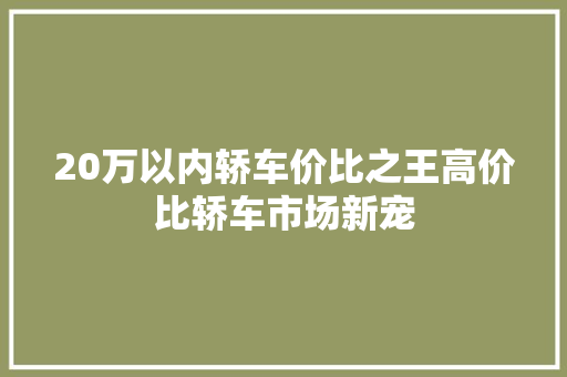 20万以内轿车价比之王高价比轿车市场新宠