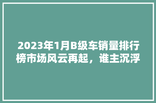2023年1月B级车销量排行榜市场风云再起，谁主沉浮  第1张