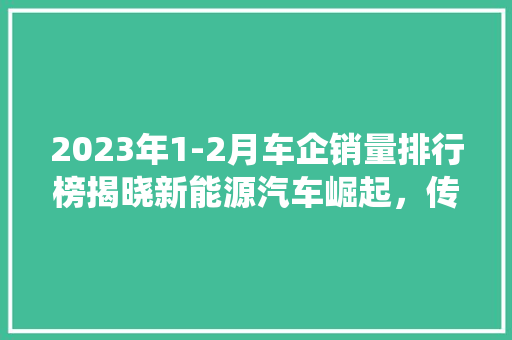 2023年1-2月车企销量排行榜揭晓新能源汽车崛起，传统巨头面临挑战