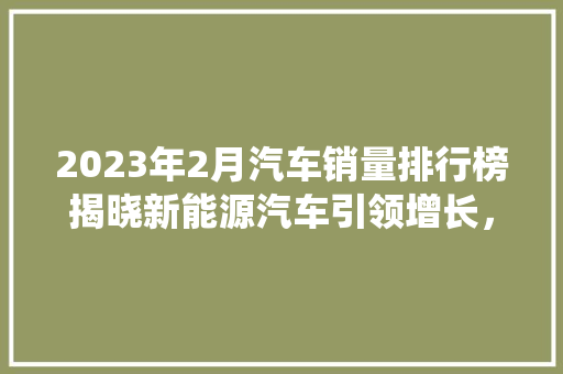 2023年2月汽车销量排行榜揭晓新能源汽车引领增长，传统车企转型加速